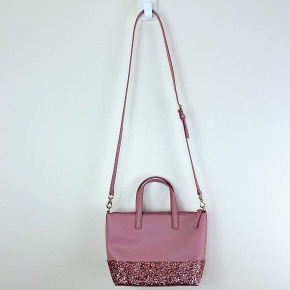 Kate Spade Greta Court Ina Glitter Dusty Peony/Pink Satchel Crossbody Bag - Picture 11 of 12